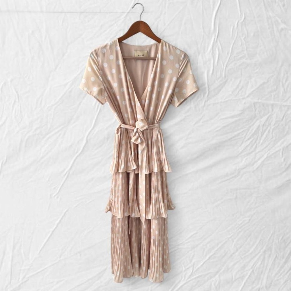 M-KAE romantic polka dot tiered midi dress